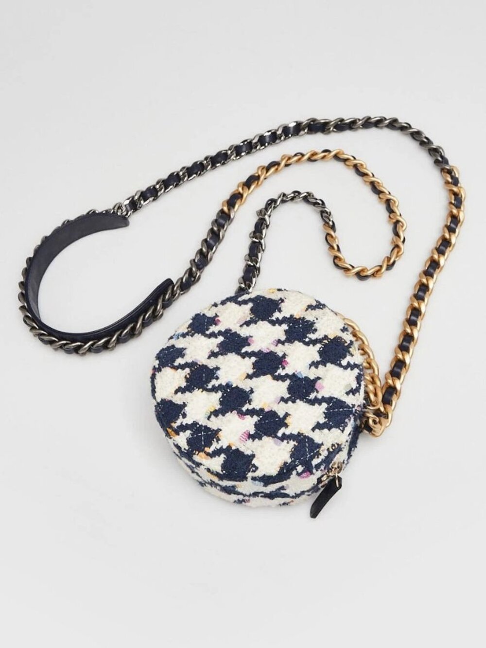 Chanel Blue/White Tweed Chanel 19 Round Clutch Bag - Picture 2 of 11